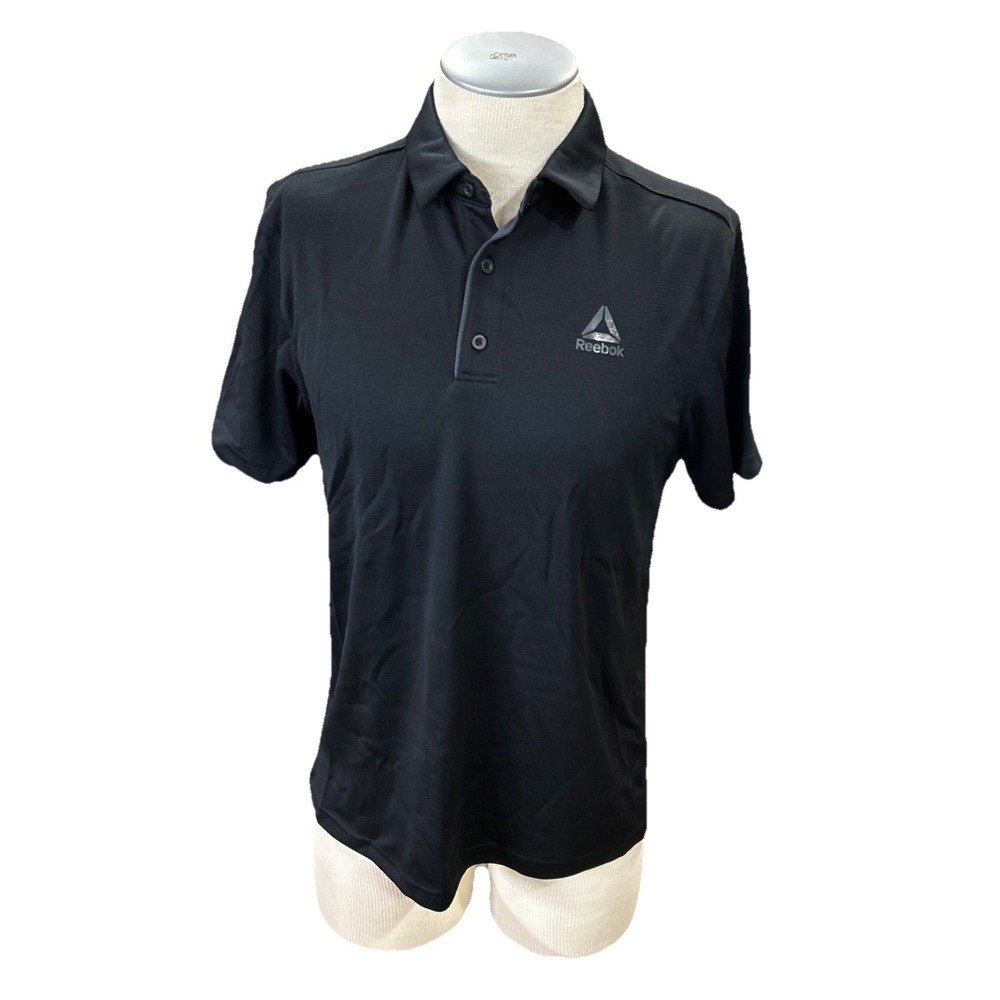 Reebok mens Polo Shirt Black Medium Slim Short Sleeves